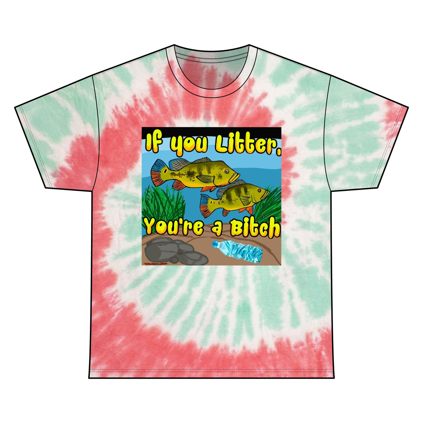 Litter Peacock Tie Dye Tee, Eco-Friendly Cotton Shirt