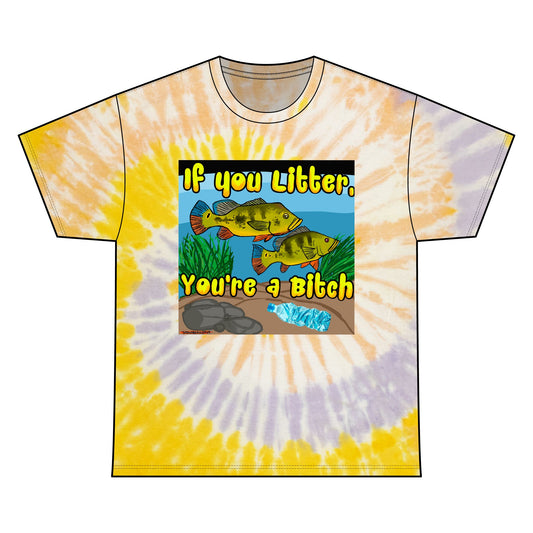 Litter Peacock Tie Dye Tee, Eco-Friendly Cotton Shirt